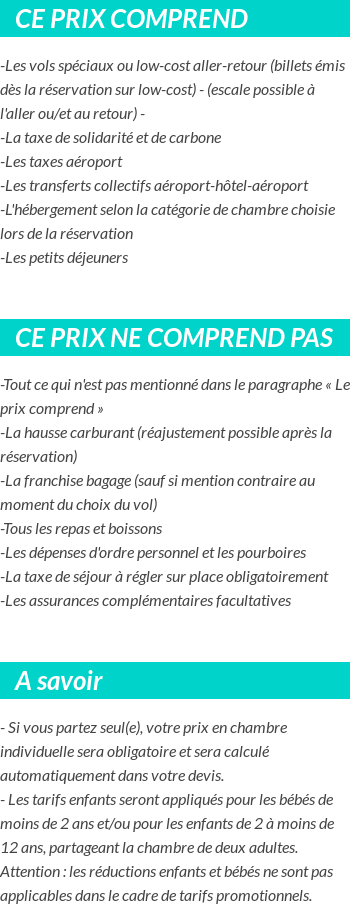Conditions tarifaires