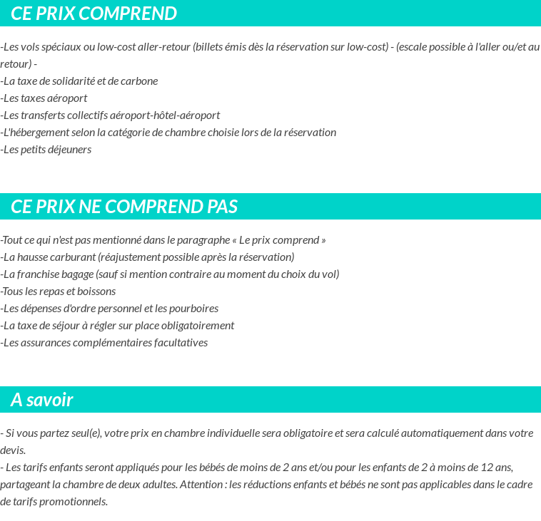 Conditions tarifaires