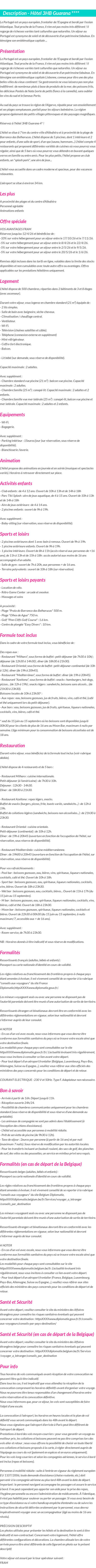 Détails du séjour