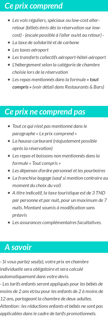 Conditions tarifaires