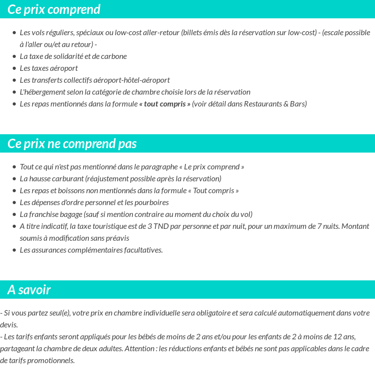 Conditions tarifaires