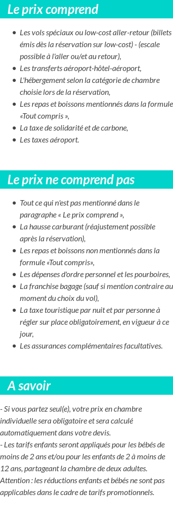 Conditions tarifaires