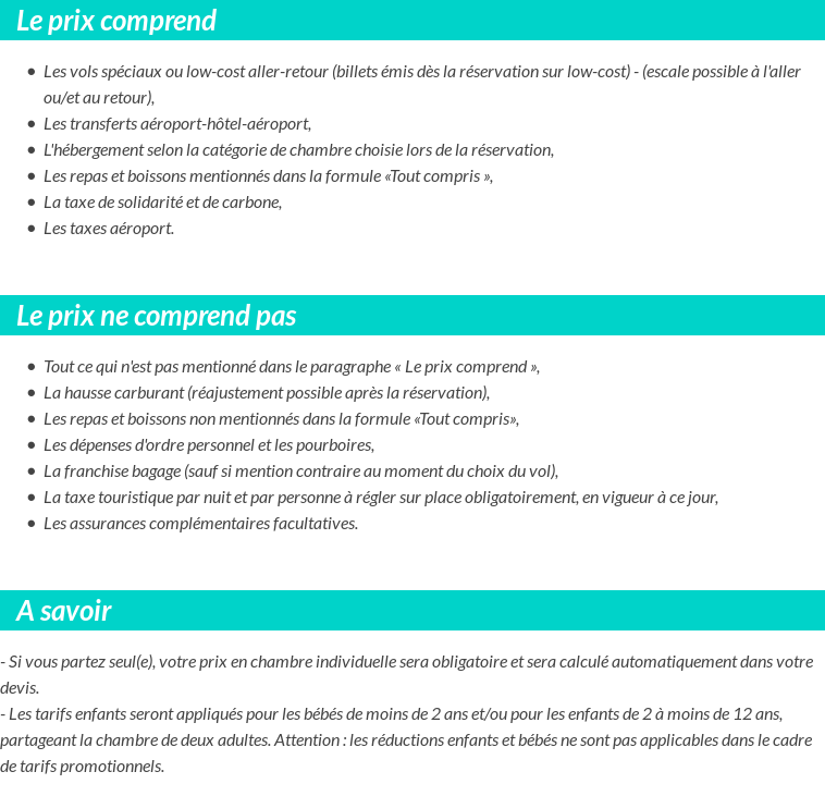 Conditions tarifaires