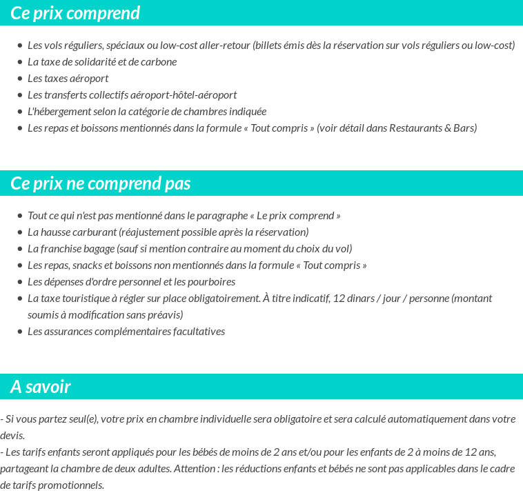 Conditions tarifaires