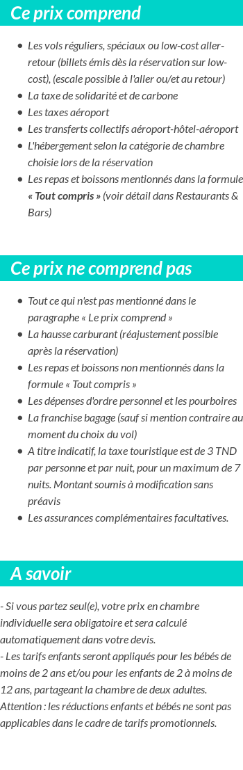 Conditions tarifaires