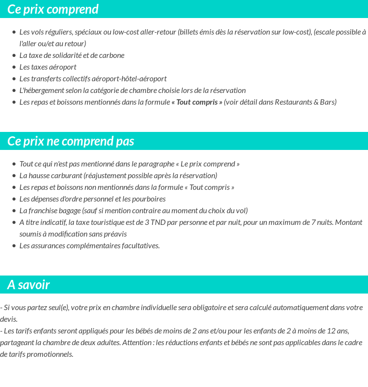 Conditions tarifaires
