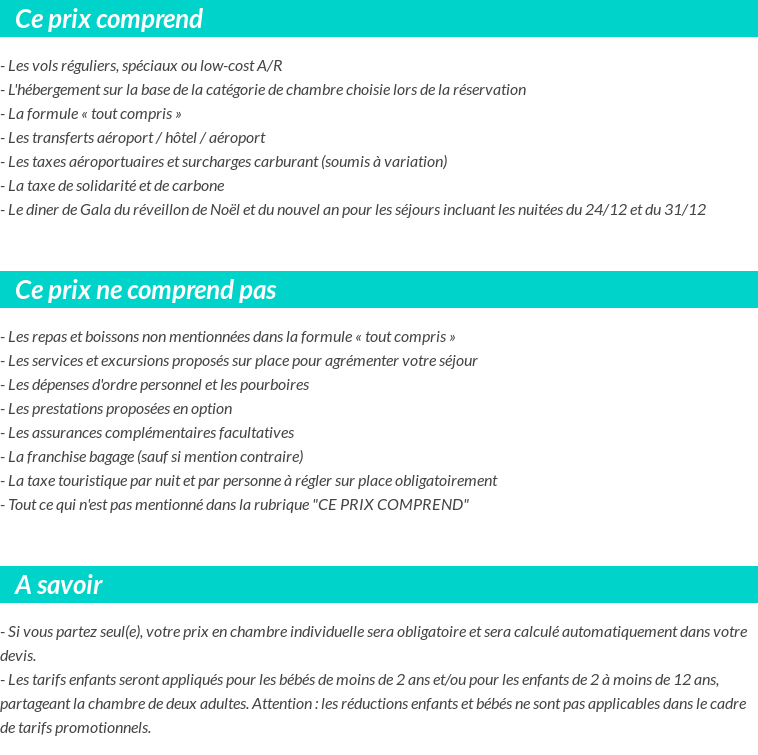 Conditions tarifaires