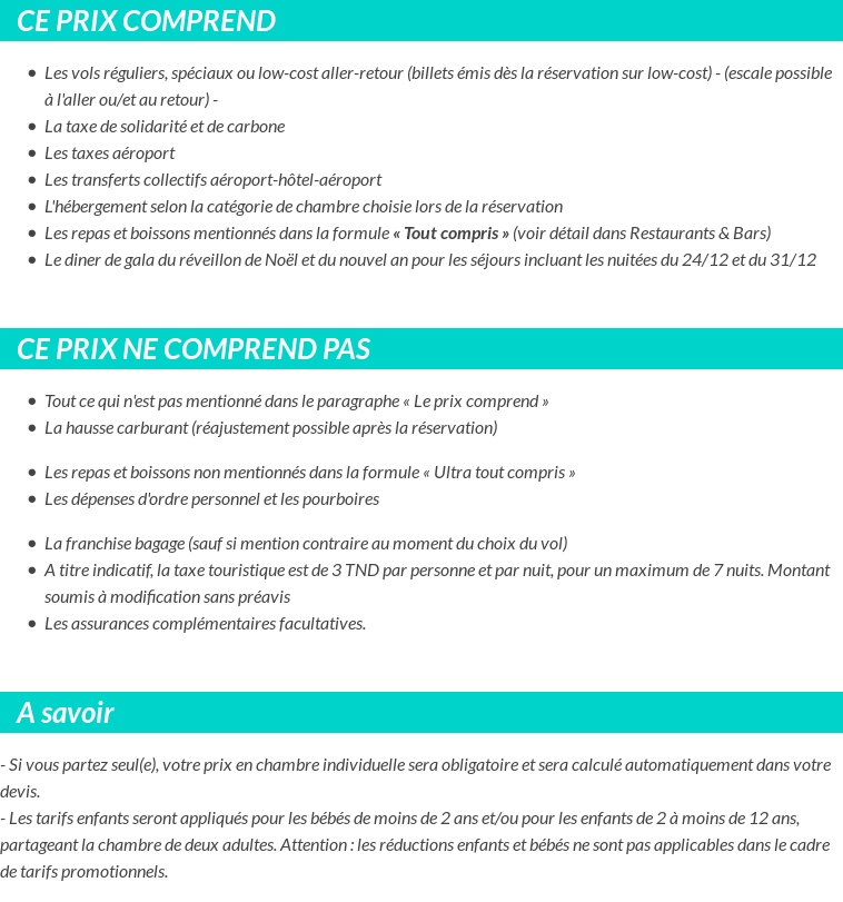 Conditions tarifaires