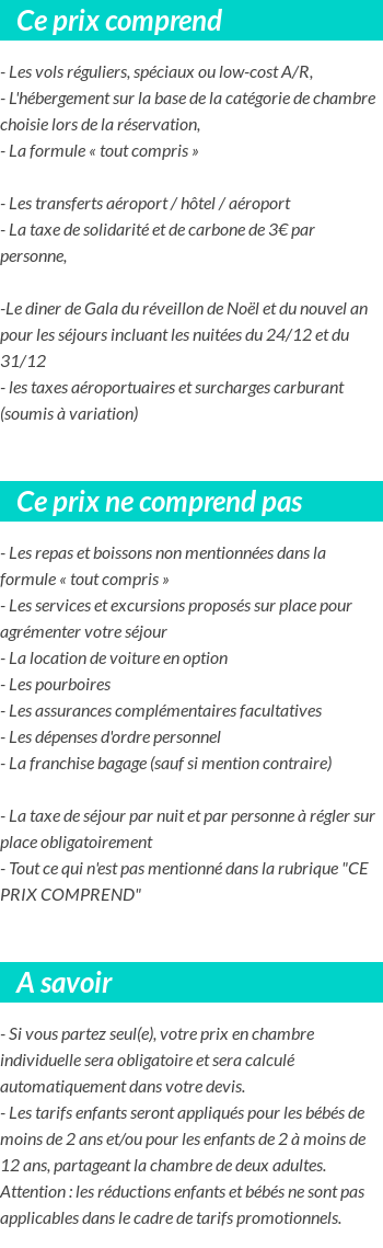 Conditions tarifaires