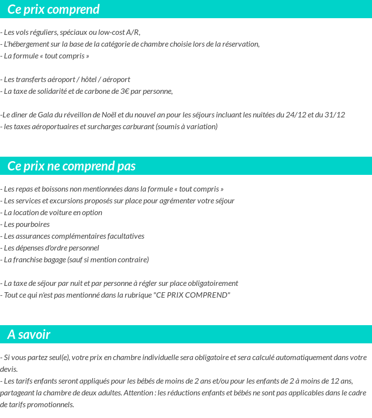 Conditions tarifaires