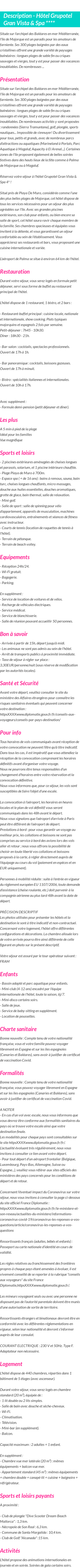 Détails du séjour
