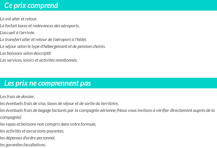 Conditions tarifaires