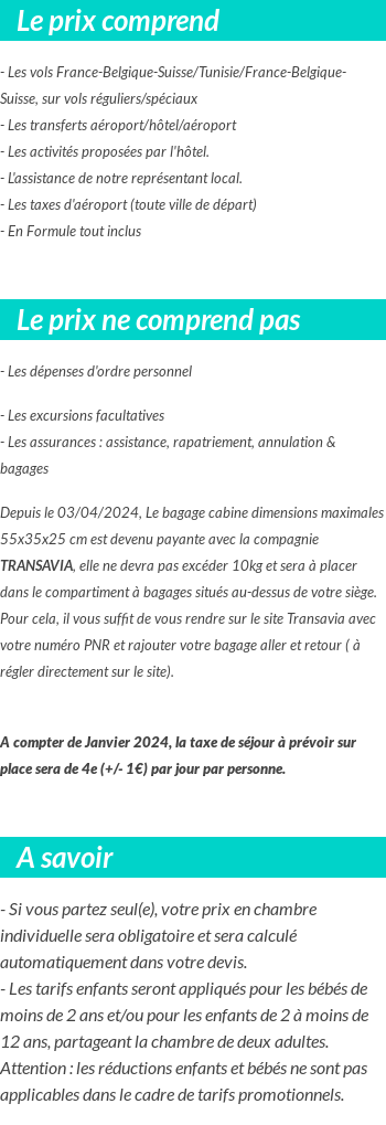 Conditions tarifaires