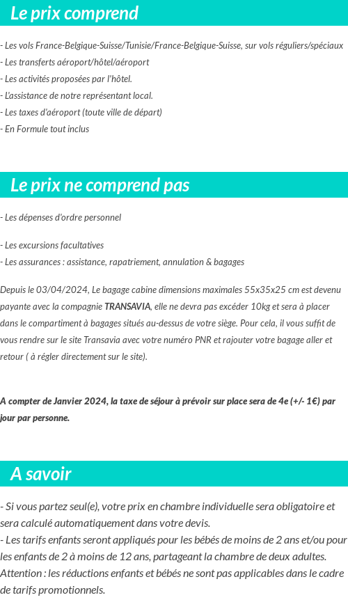 Conditions tarifaires