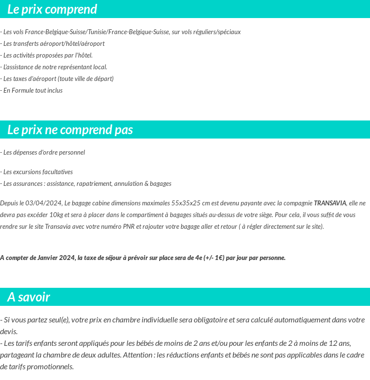 Conditions tarifaires