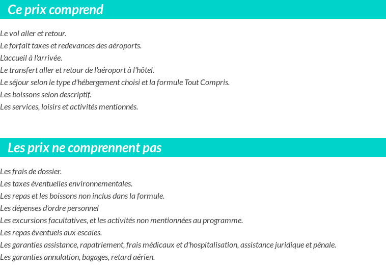 Conditions tarifaires