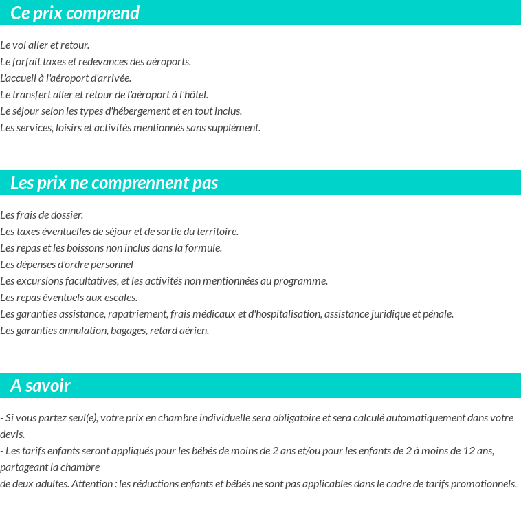 Conditions tarifaires