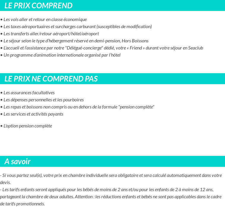 Conditions tarifaires