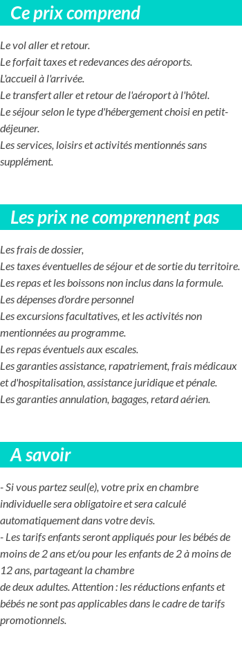 Conditions tarifaires