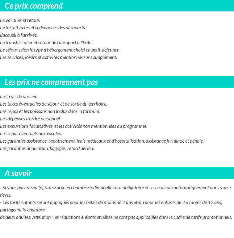 Conditions tarifaires