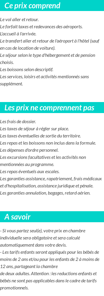 Conditions tarifaires