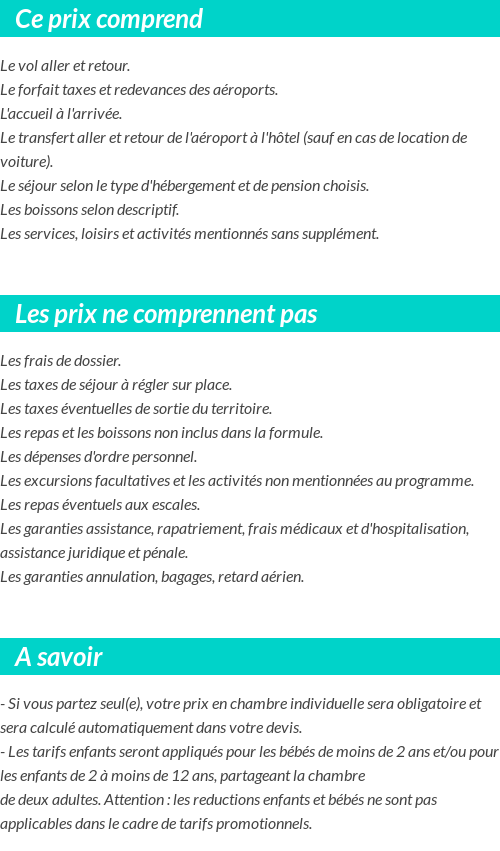 Conditions tarifaires