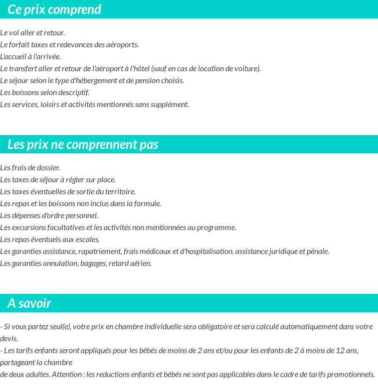 Conditions tarifaires