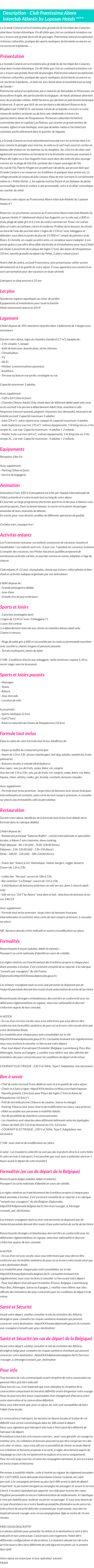 Détails du séjour