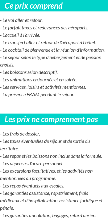 Conditions tarifaires