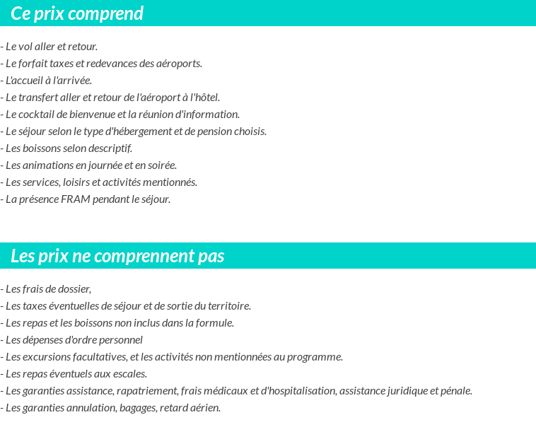 Conditions tarifaires