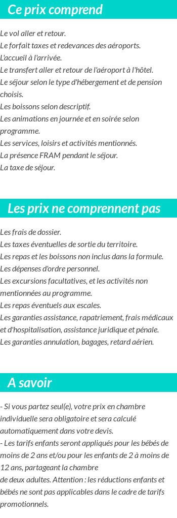 Conditions tarifaires