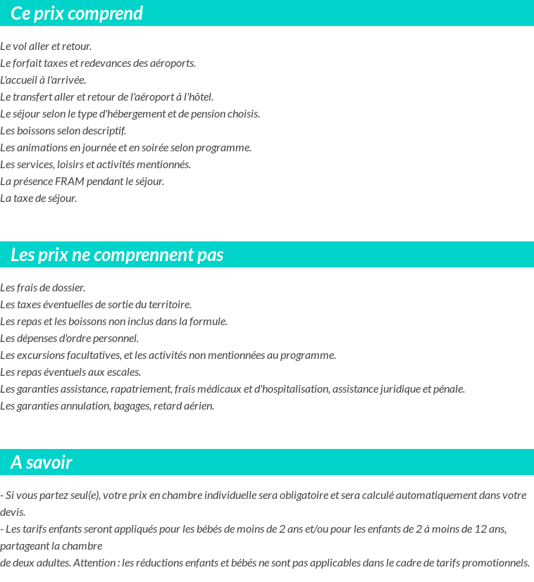 Conditions tarifaires