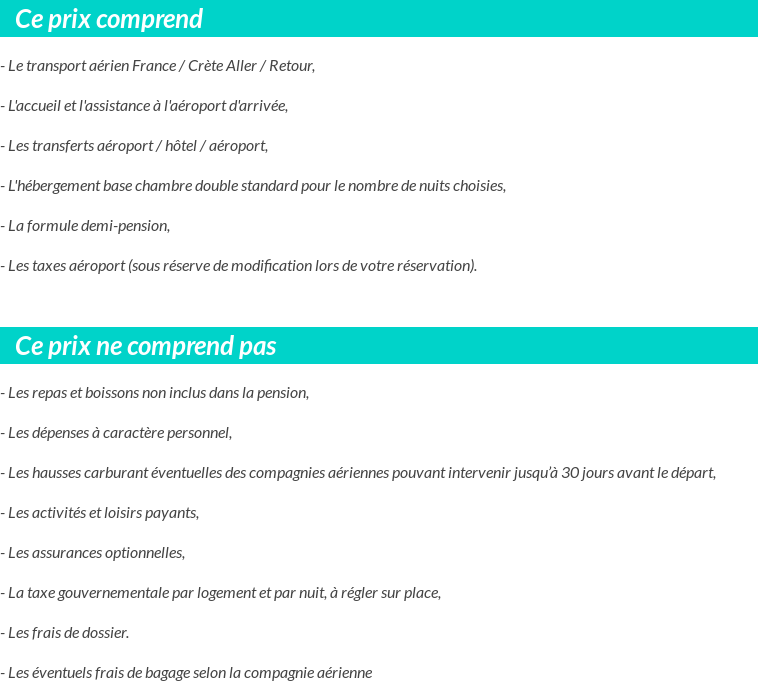 Conditions tarifaires