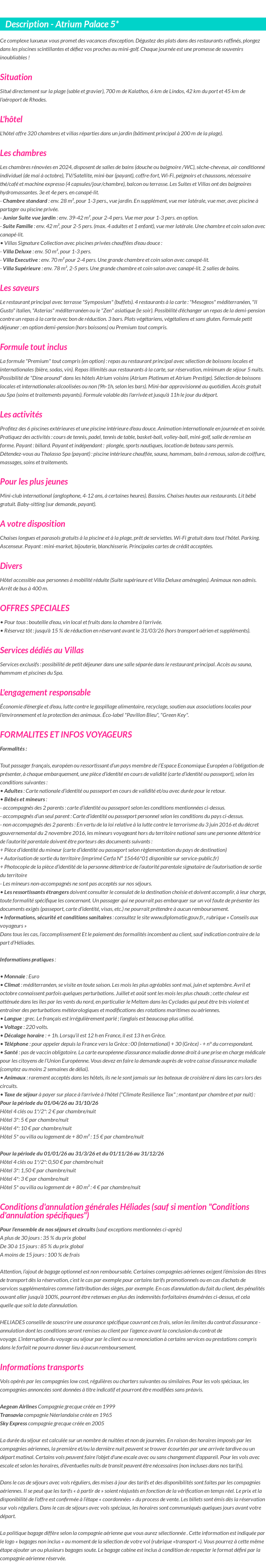 Détails du séjour