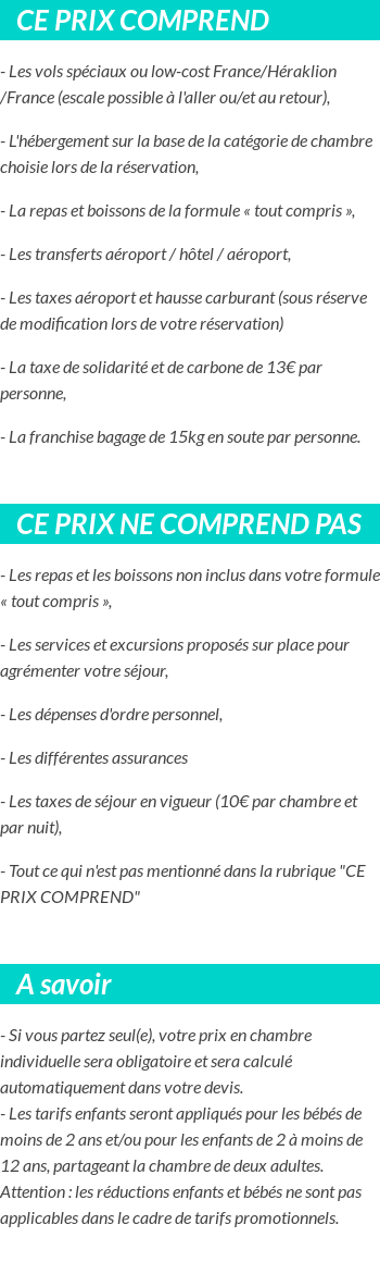 Conditions tarifaires