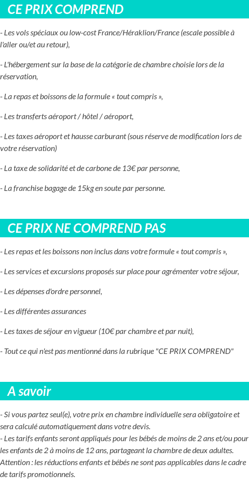 Conditions tarifaires