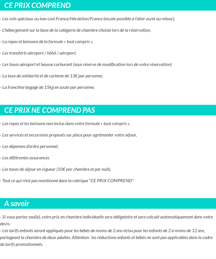 Conditions tarifaires