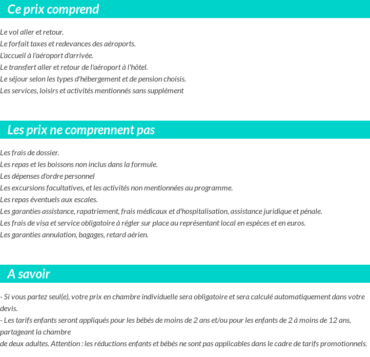 Conditions tarifaires