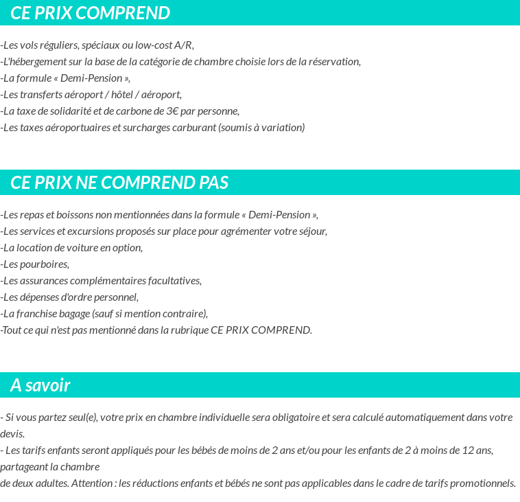 Conditions tarifaires
