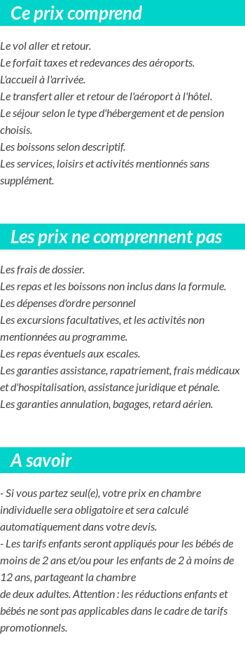 Conditions tarifaires