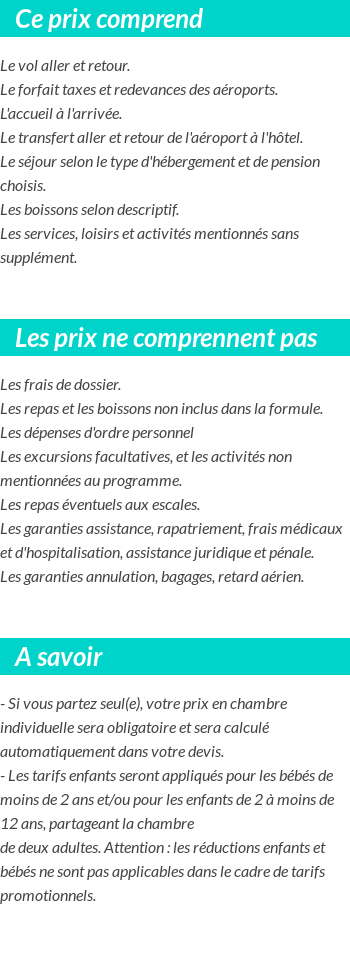 Conditions tarifaires