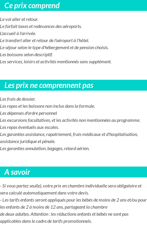 Conditions tarifaires