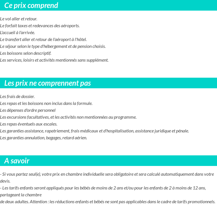 Conditions tarifaires