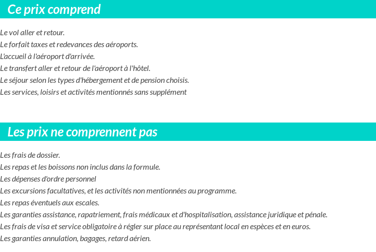 Conditions tarifaires