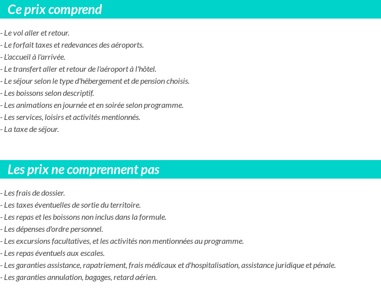 Conditions tarifaires