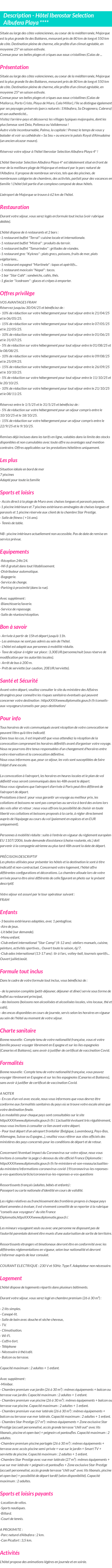 Détails du séjour
