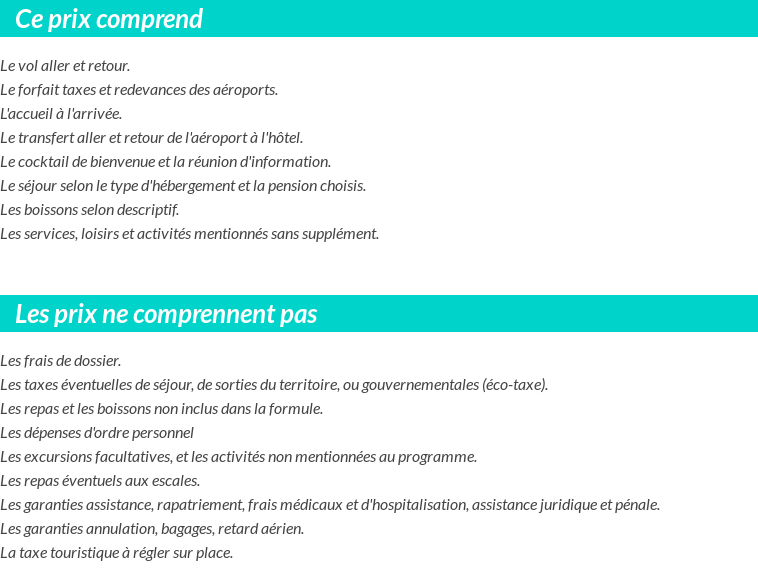 Conditions tarifaires
