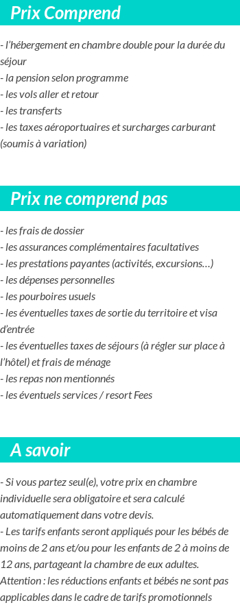 Conditions tarifaires