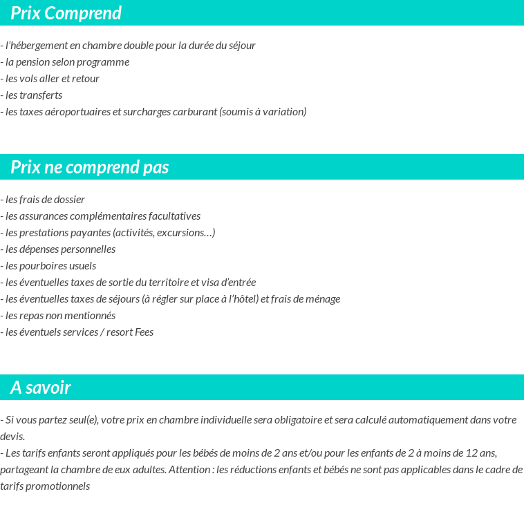 Conditions tarifaires