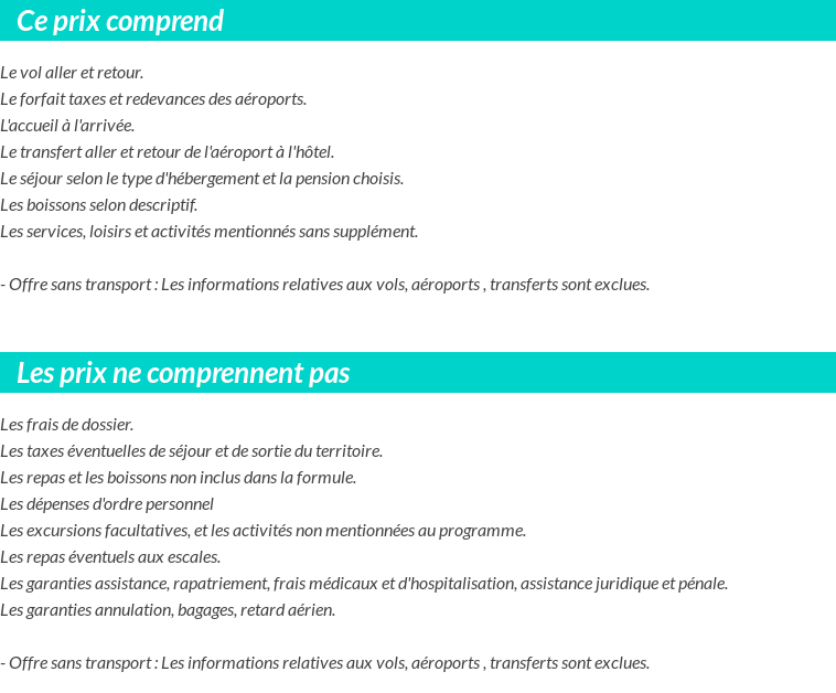 Conditions tarifaires